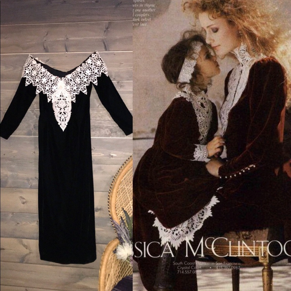 Vintage Black Velvet Dress